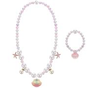 TOYANDONA Bijoux Garçon Fille Collier et Bracelet Rose pour Fille Parure Mode Fantaisie avec Perles Cadeau Anniversaire pour Petite
