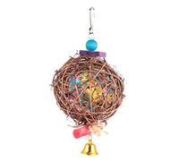 TOYANDONA Bitballs avec De l'herbe Soyeuse Suspendu Jouets De Balançoire D'oiseau Jouets pour Les Oiseaux D'activité du Perroquet Mâcher Fibres Végétales Coloré Couleur Aléatoire