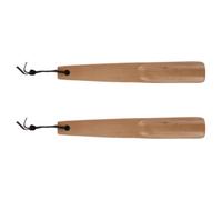 TOYANDONA Bois Chausse-pied 2 Pièces 26cm Corde en Cuir | Surface Lisse, Bords Arrondis, Courbure Ergonomique, Usage à Domicile, Aide Pratique pour Aidants et Aînés