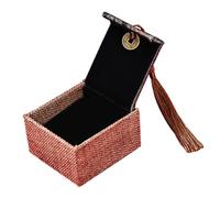 TOYANDONA Boîte à Bijoux Artisanale 6X65 CM Pompon Coffret de Rangement pour Boucles d'Oreilles et Bagues Design Chinois Traditionnel Boîte d'Emballage Élégante pour Bijoux
