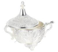 TOYANDONA Boîte à Épices en Alliage Sculpté Couvercle, Pot D'assaisonnement Ménager Argenté, Récipient Compact Cuisine, Porte-condiments Pratique, Accessoire de Rangement pour Condiments