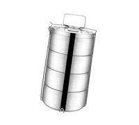 TOYANDONA Boîte à Lunch Isotherme en Acier Inoxydable à 4 Niveaux, Argenté | Récipient Compact, Lavage Facile, Séparation des Saveurs, pour Repas au Bureau, Pique-niques et Déplacements