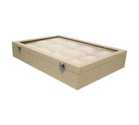 TOYANDONA Boîte à Montres en Jute 12 Compartiments avec Coussins Coffret de Rangement Décoratif Montres Organiseur Pratique pour Collection Personnelle et Présent