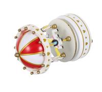 TOYANDONA Boîte à Musique Carrousel à Remontoir Manuel, Décoration Artisanale Blanche Cheval Rotatif, Présent Vintage pour Noël, Bureau et Moments Détente