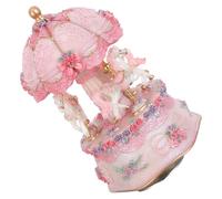 TOYANDONA Boîte à Musique Carrousel Vintage Rotative avec Lumières LED Changeantes, Manège Musical 8 Notes Rose, Décoration Intérieure Rétro et Présent Anniversaire