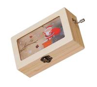 TOYANDONA Boîte à Musique de Noël Bois avec Manivelle Décoration Festive Délicate Mélodie Manuelle pour Anniversaire et Maison Cadeau Artisanal