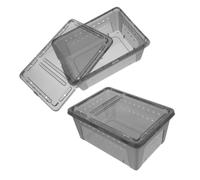 TOYANDONA Boîte De 2 Pièces enclos à escargots clapier récipient Enceinte araignée Habitat bac de Flux créatif mangeoire Pratique Cas d'élevage de Reptiles bac d'alimentation Plastique Grey