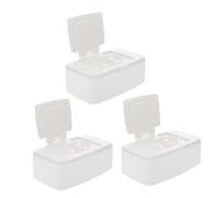 TOYANDONA Boîte de Lingettes Humides 3 Pièces Blanche Bouton-poussoir, Distributeur Portable en Polypropylène, Étui à Lingettes Rechargeable et Refermable pour Maison, Bureau et Voyage