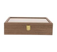 TOYANDONA Boîte de Présentation Anti-poussière en Bois Marron Grand Compartiment, Couvercle Protecteur pour Montres et Lunettes pour Déplacement
