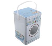 TOYANDONA Boîte de Rangement pour Dosettes de Lessive de Machine à Laver, Métal avec Poignée, Couvercle Hermétique et Fenêtre Transparente, Organiseur pour Buanderie, Stockage