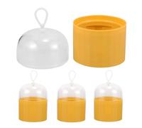 TOYANDONA Boîte de Rangement pour Éponge à Maquillage Réutilisable Jaune en Pp Couvercle, Lot de 4 Pièces, Design Créatif et Fonction de Séchage, Famille Coiffeuse