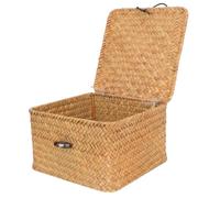 TOYANDONA Boîte de Rangement Tissée Multifonction avec Couvercle Organisateur de Bureau et Maison pour Cosmétiques Snacks et Petits Objets Boîte Carrée Moyenne pour Stockage Ordonné