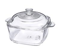 TOYANDONA Bol Épaissi en Verre Trempé 1L Carré Double Poignée et Couvercle, Récipient Alimentaire Transparent pour Usage Domestique et Professionnel