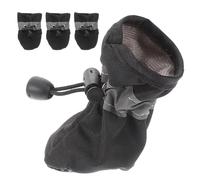 TOYANDONA Bottines pour Chiens Imperméables en Tissu Noir Semelle Antidérapante et Sangles Réglables, 4 Pièces pour Aventures en Extérieur Pluie
