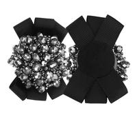 TOYANDONA Boucle de Chaussure à Nœud Cristaux Noirs et Argenté, Clips Décoratifs Amovibles en Alliage, Accessoires pour Femme, Décoration Chaussures Escarpins Mariage, Paire Unique