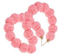 TOYANDONA Boucles D’oreilles Créoles Géométriques En Raphia Naturel, Larges Et Légères, Femmes, Pour Plage Et Été, Style Bohème Rose, Grandes Dimensions