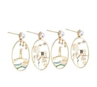 TOYANDONA Boucles D'oreilles Goutte Asymétriques Vintage Style Chinois S925 Argenté Femmes Accessoires Oreilles Mariage Fête Noël 2 Paires Longues