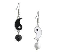 TOYANDONA Boucles d'Oreilles Pendantes Taiji Noires et Blanches 1 Paire pour Femmes et Filles Style Minimaliste Yin Yang Légères et Élégantes Bijoux pour Fêtes et Cérémonies