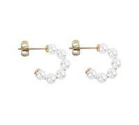 TOYANDONA Boucles D'oreilles Perles Rondes Élégantes, Petites Puces D'oreilles en Perles Artificielles, Femme, Bijoux Mode pour Fêtes et Occasions Spéciales, Couleur Blanche,