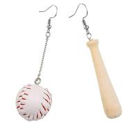 TOYANDONA Boucles Oreilles Baseball Asymétriques Bois Mode pour Femmes Bijoux de Softball Élégants et Légers Accessoires pour Fêtes et Occasions Spéciales