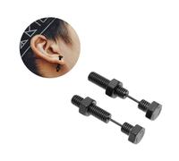 TOYANDONA Boucles Oreilles Hexagonales Acier Inoxydable Vis Créatives Noires Unisexes pour Soirée Style Américain Légères et Durables Compatibles Peau Sensible