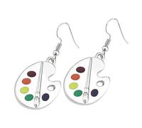 TOYANDONA Boucles Oreilles Palette Artiste Argentées Légères Pendentif Plaque Peinture Colorée Bijoux Créatifs pour Enseignants et Amateurs Art