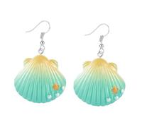 TOYANDONA Boucles Oreilles Pendantes Plastique avec Coquille Irisée pour Adolescentes Bijoux Fantaisie été Légères et Résistantes Cadeau Anniversaire et Fête