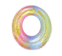 TOYANDONA Bouée de Piscine Gonflable Translucide à Sequins Anneau de Natation Arc Ciel Dégradé Siège Flottant Sécurisé pour Adultes Plage et
