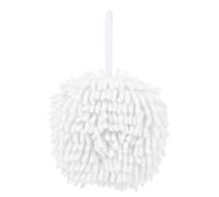 TOYANDONA Boule de Serviette Suspendue en Chenille Blanche, Séchage Rapide | Douce Peau, Réutilisable, Forme Sphérique Moelleuse, pour Porte-serviettes, Mains Humides, Bureau