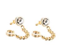 TOYANDONA Boutons De Manchette Dorés Ronds en Métal Léger Chaîne, Accessoires Chemise D’Affaires pour Homme, Décoration Élégante Manche, Mariage Et Usage Quotidien