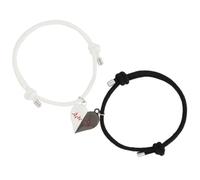 TOYANDONA Bracelet de Poignet pour Couple 1 Paire Réglable en Alliage et Corde de Coton Noir et Blanc Bracelet Assorti d'Amour Magnétique pour Femmes et Hommes Décoration Romantique pour