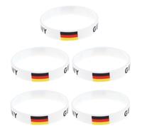 TOYANDONA Bracelet en Silicone Drapeau Pays 5 Pièces pour Matchs Sportifs | Blanc, Taille Unique Confortable, Usage Compétitions Mondiales, Lot de Cinq Bracelets Décoratifs