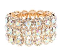 TOYANDONA Bracelet strass pour femme : bracelet jonc extensible à grosse manchette - bijoux de mariée pour demoiselles d'honneur, mariage, bal de promo, dames