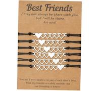 TOYANDONA Bracelets D’amitié En Corde Réglables Pour Femmes Et Adolescentes, Forme Cœur, Lot De 6, Noir, Style Minimaliste, Accessoire Quotidien Ajustable