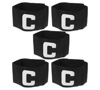 TOYANDONA Brassards de Capitaine de Crochet et Boucle Élastiques en Polyester Noir Pack de 5 Pièces et Adaptés pour Gestion D'équipe Situations de Match