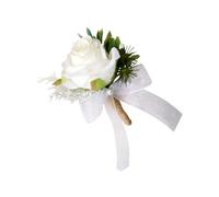 TOYANDONA Broche de Mariage Blanche et Verte en Fleur Artificielle Épingle à Vêtements pour Mariée et Marié Décoration de Banquet et Fête Accessoire Floral Élégant pour Costume et Robe
