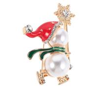 TOYANDONA Broche de Noël Bonhomme de Neige en Émail avec Cristaux et Perles Épingle pour Pull Châle ou Manteau Accessoire Fantaisie Festif pour Femmes Décoration Hivernale Élégante