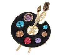 TOYANDONA Broche Palette de Peinture à L’huile Noire avec Cristaux, Épingle Anti-dévoilement, Accessoire Costume Femme, pour Fête des Mères et Occasions Spéciales, Design Artistique