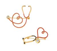 TOYANDONA Broche Stéthoscope en Alliage Décorative, Lot 2 Pièces, Motif Cœur, Accessoire Médecine pour Infirmières et Médecins, pour Vêtement et Paquet, Design Créatif et Coloré