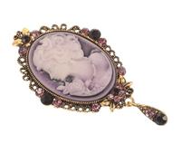 TOYANDONA Broche Vintage Femme Portrait Relief avec Cristaux Épingle Décorative Élégante pour Cadeaux Anniversaire Accessoire Mode pour Robe et Vêtement