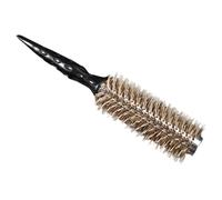 TOYANDONA Brosse à Cheveux Bouclés Petite Taille Poils de Sanglier Naturels Manche en Aluminium Blanc Brosse Ronde pour Brushing Coiffage Précis et Définition des Boucles pour Femmes