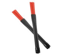 TOYANDONA Brosse à Tambour Nylon avec Manche Antidérapant Balayant Têtes pour Batterie Jazz Débutants et Percussionnistes Rouge