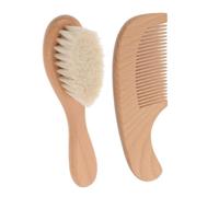 TOYANDONA Brosse de Bain pour Bébé Poils Doux et Peigne en Bois de Hêtre Naturel, Ensemble Soin Bébé -né Léger, Confortable pour Toilette Quotidienne et Massage Cuir Chevelu, Jeunes Parents