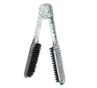 TOYANDONA Brosse Lissante à Pince V en Plastique Transparent Pailleté Poils en Soie de Sanglier Peigne à Lisser pour Femmes Outil de Coiffure Professionnel pour Cheveux Longs