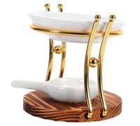 TOYANDONA Brûleur Huiles Essentielles Céramique avec Base Bois Porte-Bougie Chauffante pour Parfum Maison Résistant et Facile à Nettoyer pour Bureau et Salon