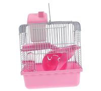 TOYANDONA Cage Hamster Double Couche Luxe Portable avec Cachette Ludique pour Petits Animaux pour Hamster Souris et Petits Rongeurs Maison de Jeu et Refuge Confortable Couleur Rose