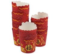 TOYANDONA Caissettes à Cupcakes en Papier pour Pâtisserie du Nouvel An Lot de 50 Caissettes Style Chinois de Pochette Surprise pour Muffins et Desserts Festifs du Festival