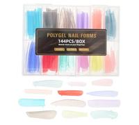 TOYANDONA Capsules D’ongles Crystal Nails 144 Pièces, Extensions D’ongles Pré-colorées Macaron, Forme Cercueil, Faux Ongles à Couverture Complète pour Manucure Maison et Professionnelle