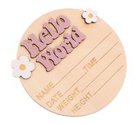 TOYANDONA Carte commémorative de liste de croissance nouveau-nés Accueillant signes de nom de bébé pour la crèche faire-part de naissance en bois Violet,mauve