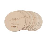 TOYANDONA Cartes Mensuelles en Bois Double Face pour Bébé, Disques 15 Pcs Diamètre 10 Cm, Accessoires Photo Naturels pour -né, Coffret Présent pour Suivi de Croissance et Souvenirs
